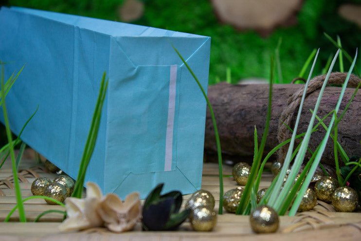 Papiertüten ohne Griff Blau 10+7x28cm 1 Stück - AllBags