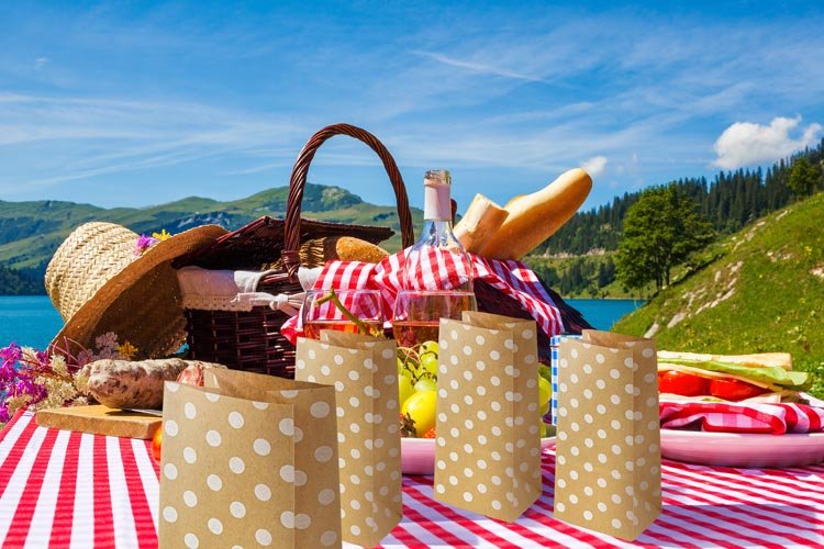 Papiertüten ohne Griff -Braun mit weißen Tupfen- 8+6,5x19cm -1 Stück - AllBags