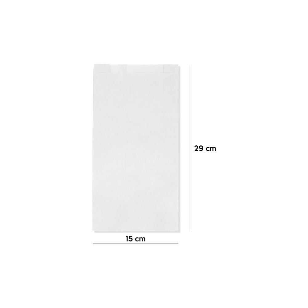 Gefaltete Papiertüte 150x290 mm Weiß – 1000 Stück