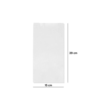 Gefaltete Papiertüte 150x290 mm Weiß – 1000 Stück