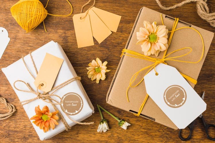 Selbstklebende dekorative Aufkleber Handmade with love 10 Stück eko