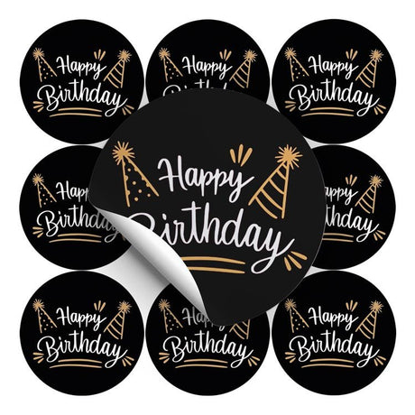 Selbstklebende dekorative Aufkleber Happy Birthday Schwarz 10 Stück