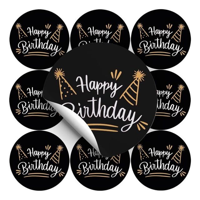 Selbstklebende dekorative Aufkleber Happy Birthday Schwarz 10 Stück