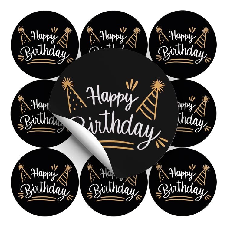 Selbstklebende dekorative Aufkleber Happy Birthday Schwarz 10 Stück