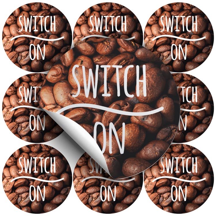 Selbstklebende dekorative Aufkleber Switch on Kaffee 10 Stück
