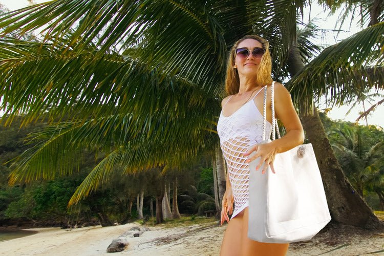 Strandtasche Weiß 42x15x15x38cm Griff: 70 cm - AllBags
