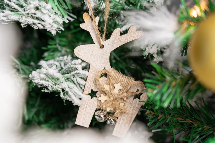Tannenbaumschmuck Holz-Anhänger Set 4er - Weihnachtsbaumschmuck zum Dekorieren