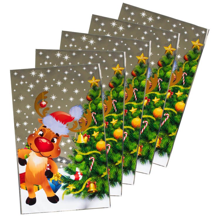 Weihnachten Cellophantüten set 5er Rentier