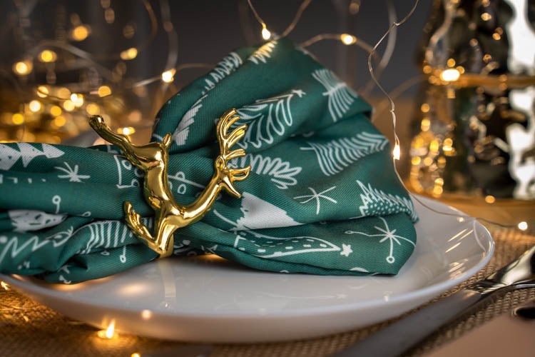 Weihnachten serviettenringe Rentier Gold - AllBags