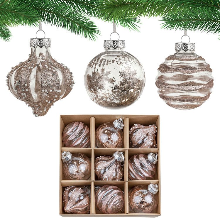 Weihnachtsbaumschmuck Weihnachtskugeln Rose Gold set 9er