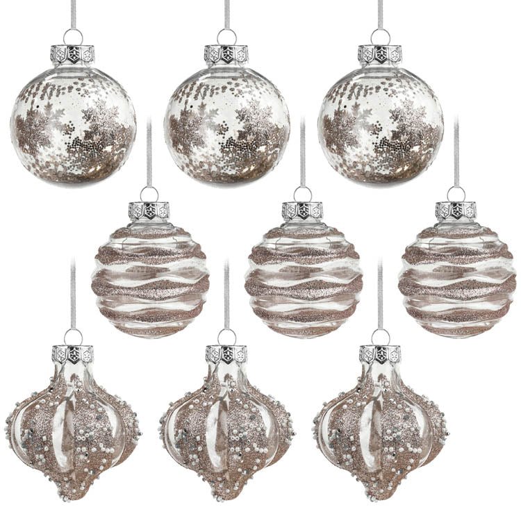 Weihnachtsbaumschmuck Weihnachtskugeln Rose Gold set 9er