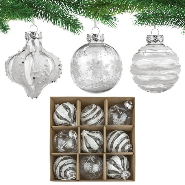 Weihnachtsbaumschmuck Weihnachtskugeln Weiß set 9er