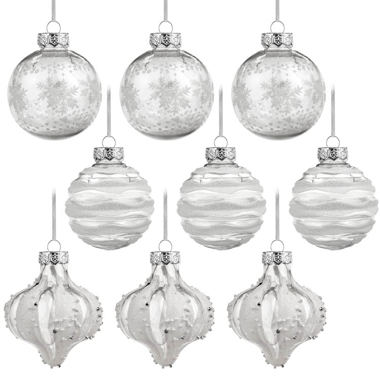 Weihnachtsbaumschmuck Weihnachtskugeln Weiß set 9er - AllBags