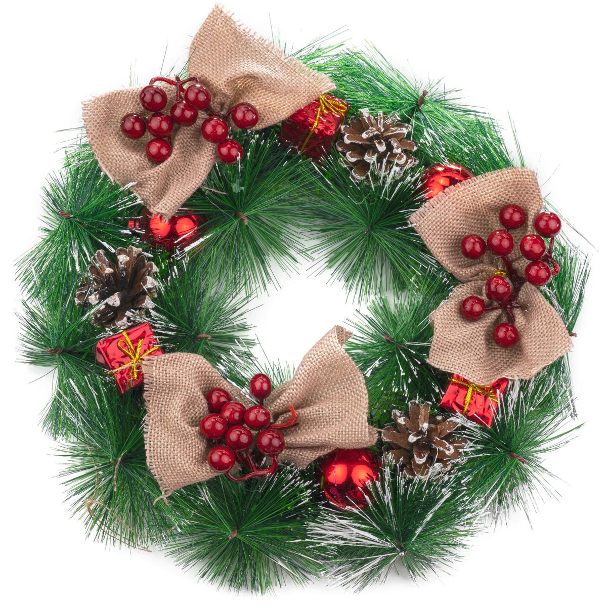 Weihnachtskranz Türkranz Jute-Schleifen