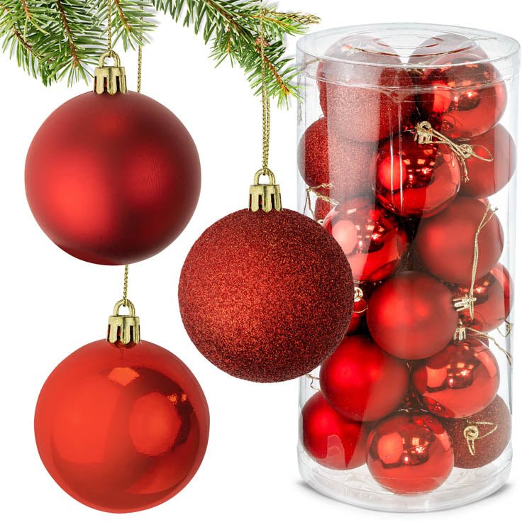 Weihnachtskugeln Weihnachtsdeko Set Rot set 24er - AllBags