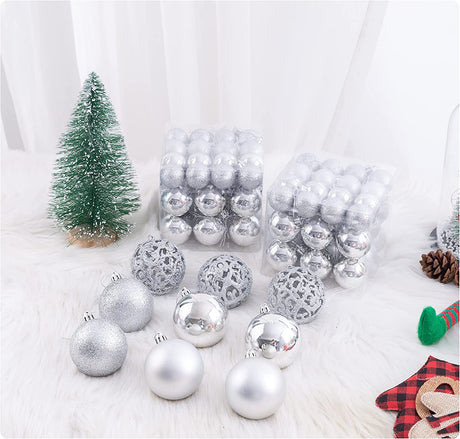 Weihnachtskugeln Weihnachtsdeko Set Silber set 100er 6/4/3cm