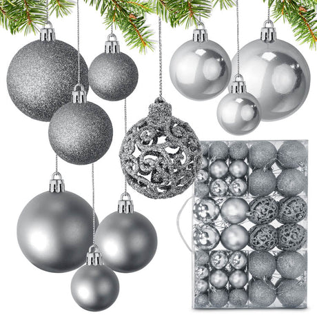 Weihnachtskugeln Weihnachtsdeko Set Silber set 100er 6/4/3cm