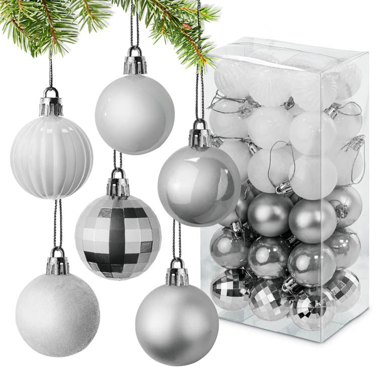 Weihnachtskugeln Weihnachtsdeko Set Silber set 36er - AllBags