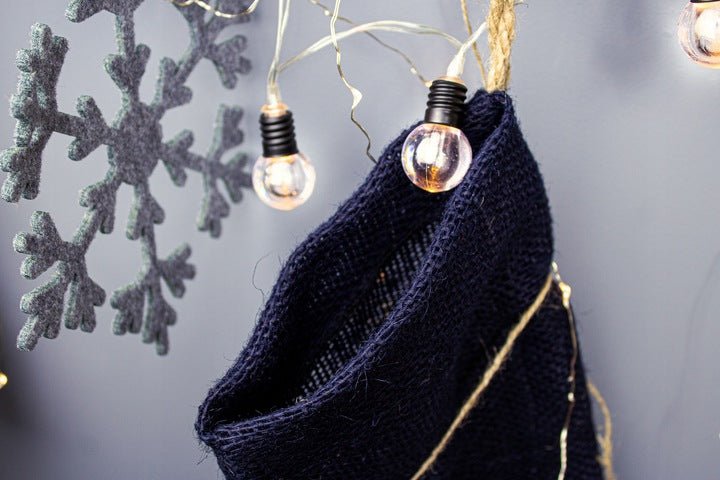 Weihnachtsstrumpf Weihnachten Jutesocke Marineblau 43cm - AllBags