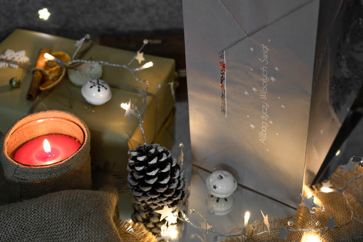 Weihnachtspapiertüte 320x160x380mm Grau Frohe Weihnachten