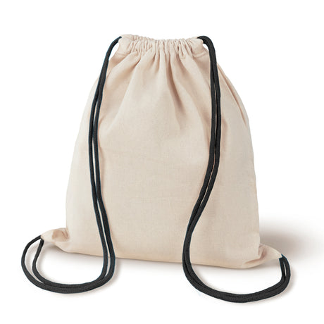 Turnbeutel aus Baumwolle 34 x 40 cm, 220 g/m², natur, Henkel schwarz