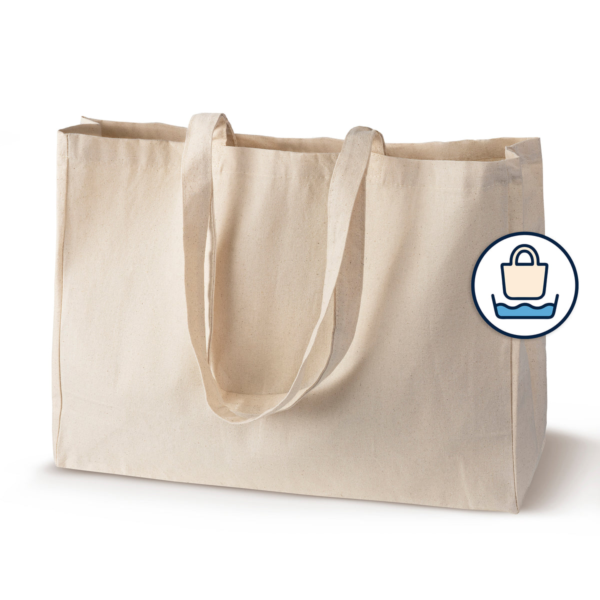 Dekaturierte Baumwolltasche 45x12x12x35 mit 70 cm Griff Ecru