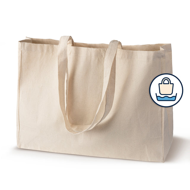 Dekaturierte Baumwolltasche 45x12x12x35 mit 70 cm Griff Ecru