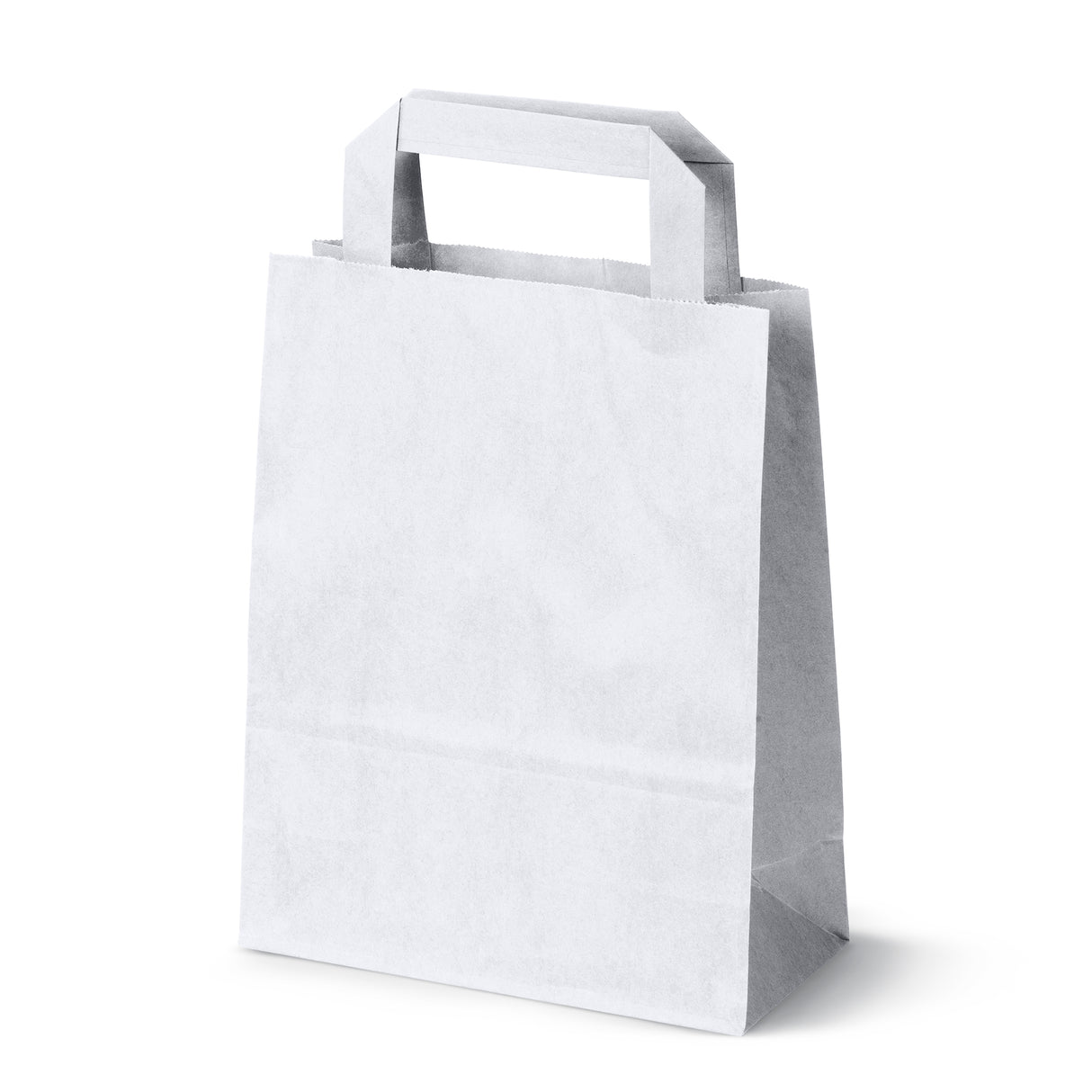 Papiertüte mit flachem Griff 180x80x230mm Weiß