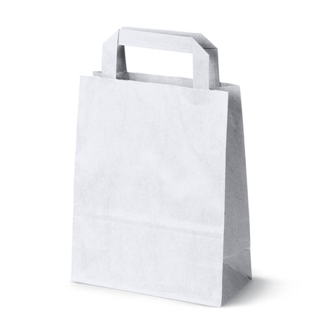 Papiertüte mit flachem Griff 180x80x230mm Weiß