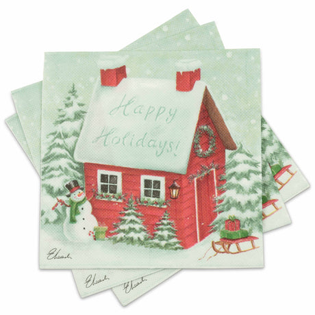 Servietten mit einem Weihnachtshaus 20 Stück