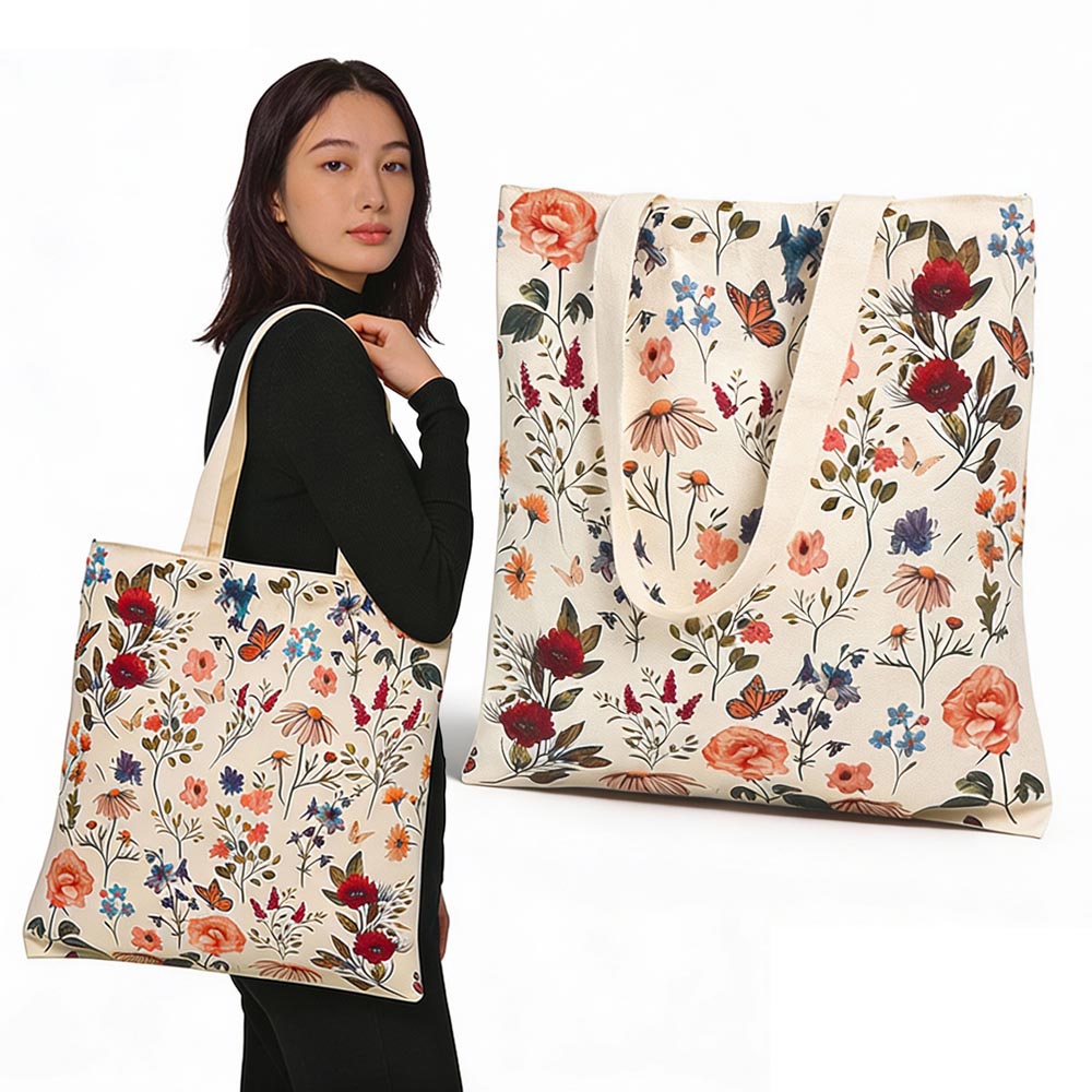 Baumwolltasche Blumen 35x38cm