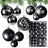 Set Christbaumkugeln 6/4/3cm 100St. Schwarz