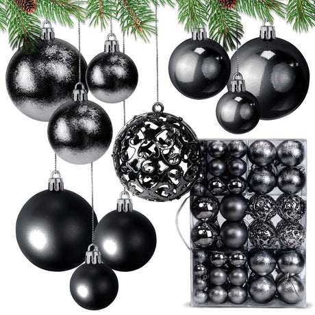 Set Christbaumkugeln 6/4/3cm 100St. Schwarz
