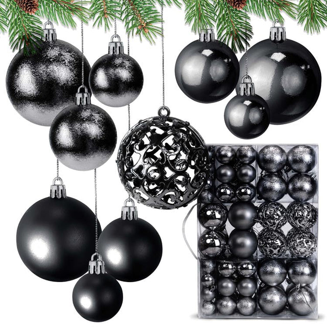 Set Christbaumkugeln 6/4/3cm 100St. Schwarz