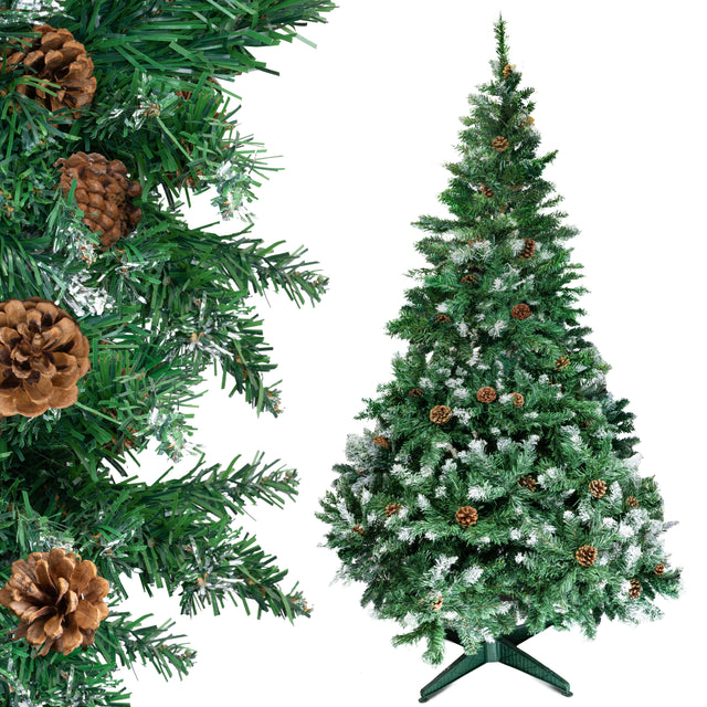 Künstlicher Weihnachtsbaum mit Zapfen – Schnee-bedeckt 220 cm