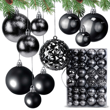 Weihnachtsbaumkugeln Set SCHWARZ 6/4/3 cm 100 Stk.