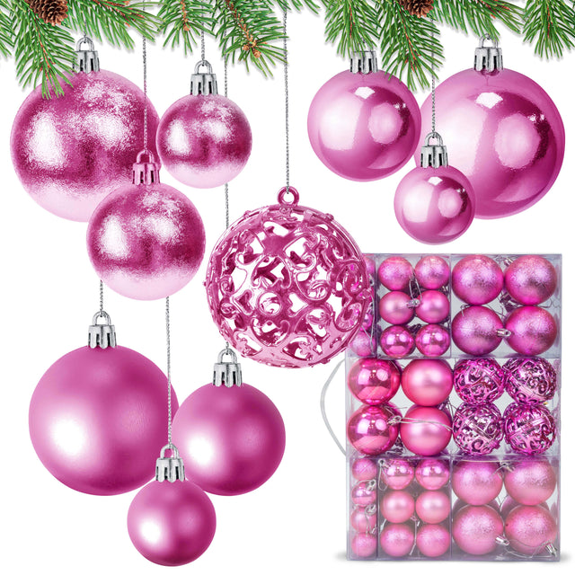 Weihnachtsbaumkugeln Set ROSA 6/4/3 cm 100 Stk.