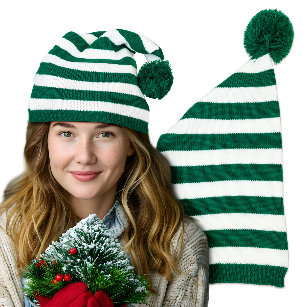 Gestreifte Winterweihnachtsmütze