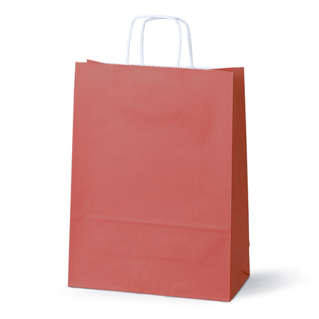 Papiertüte mit gedrehtem Griff 240x100x320mm Rot Weiß