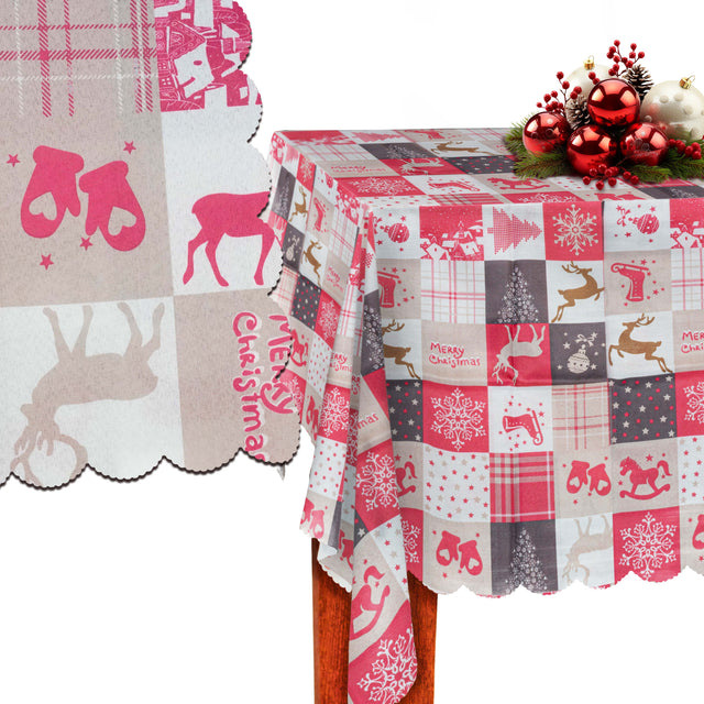 Weihnachtstischdecke für den Weihnachtstisch 150 x 180 cm kariert