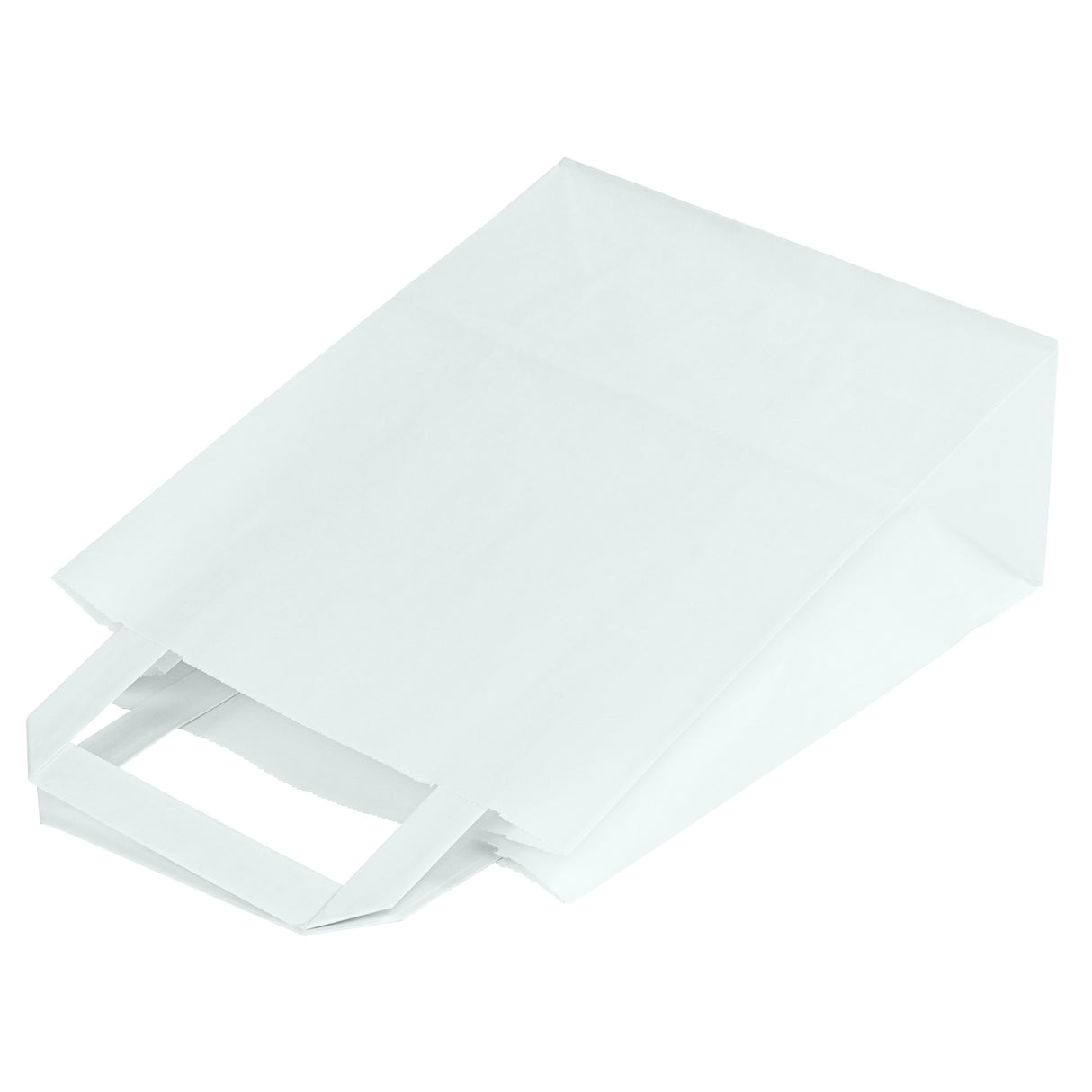Papiertüte mit flachem Griff 180x80x230mm Weiß