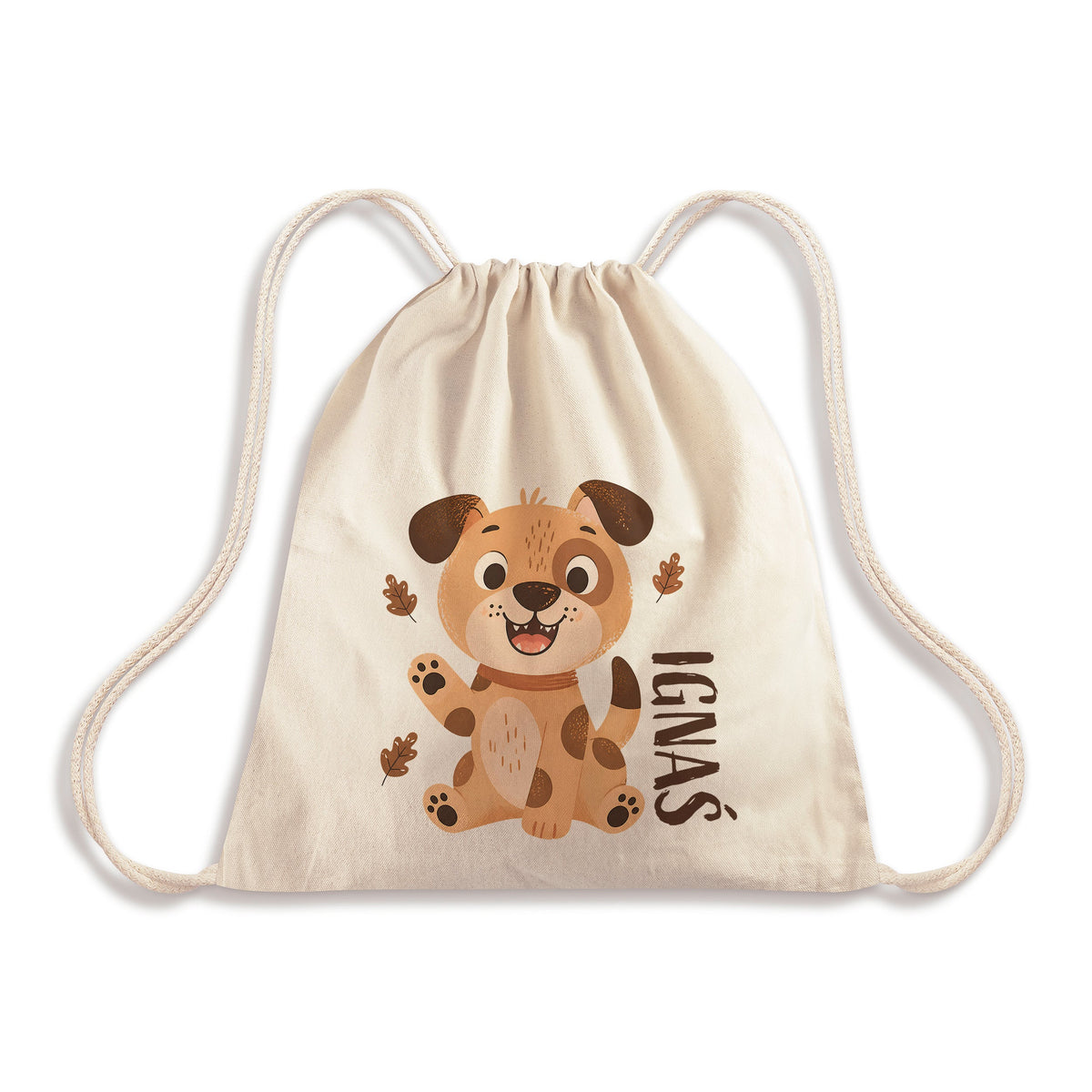 Baumwoll-Rucksacktasche 340 x 400 mm mit Aufdruck für Kinder Hündchen