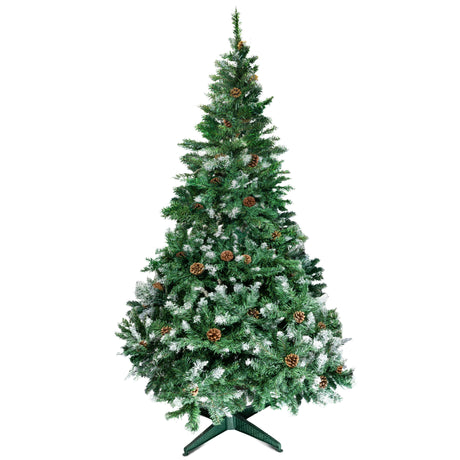 Künstlicher Weihnachtsbaum mit Zapfen, beschneit, 220 cm