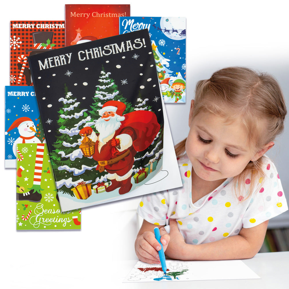 Weihnachts-Malvorlagen für Kinder, Weihnachtsmann, Weihnachtsbaum, Rentier, 6er-Set