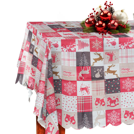 Weihnachtstischdecke für den Weihnachtstisch 150 x 180 cm kariert