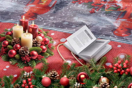 Weihnachtstischdecke für den Weihnachtstisch 150 x 180 cm Laterne