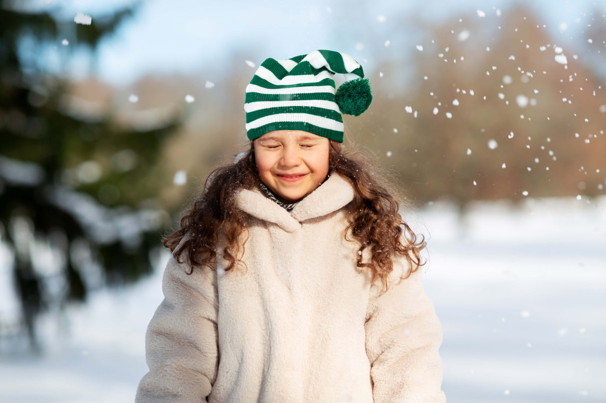 Wintermütze mit Weihnachtsstreifen Grün