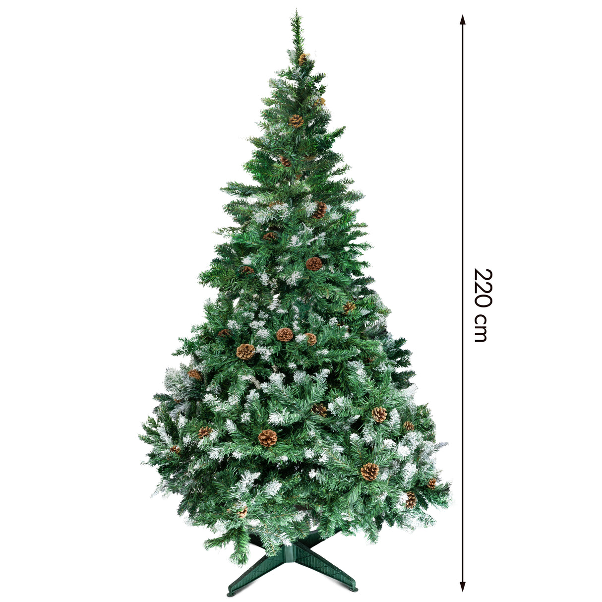 Künstlicher Weihnachtsbaum mit Zapfen – Schnee-bedeckt 220 cm