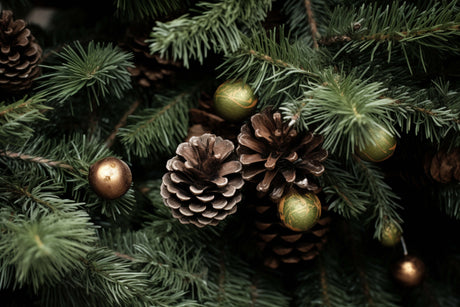 Künstlicher Weihnachtsbaum mit Zapfen, beschneit, 220 cm