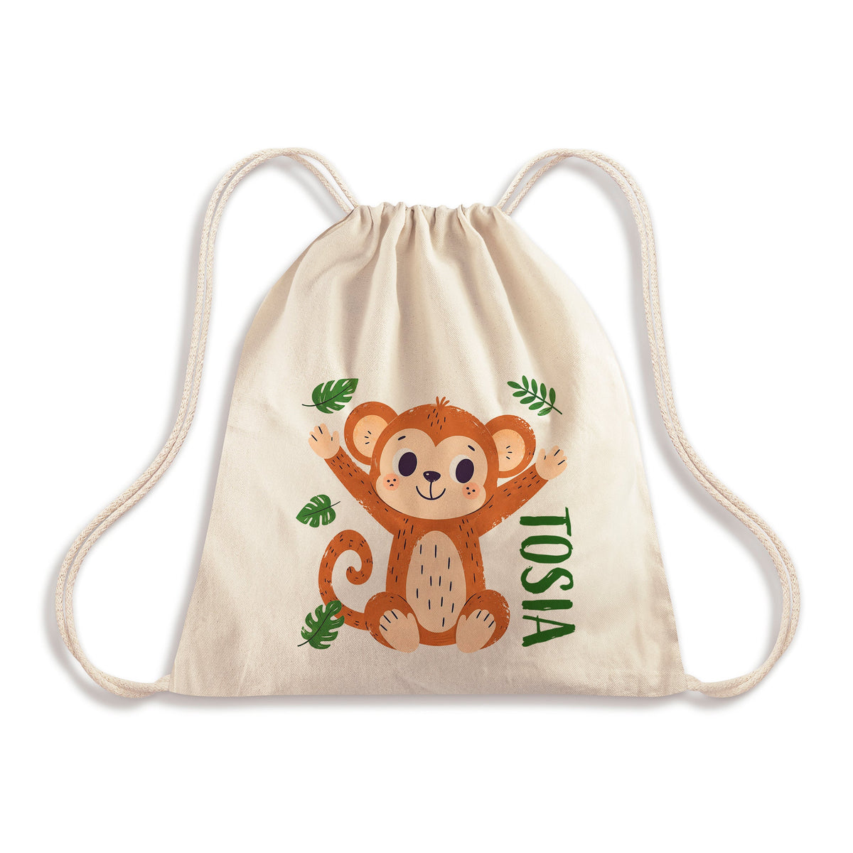 Baumwoll-Rucksacktasche 340 x 400 mm mit Aufdruck für Kinder Äffchen